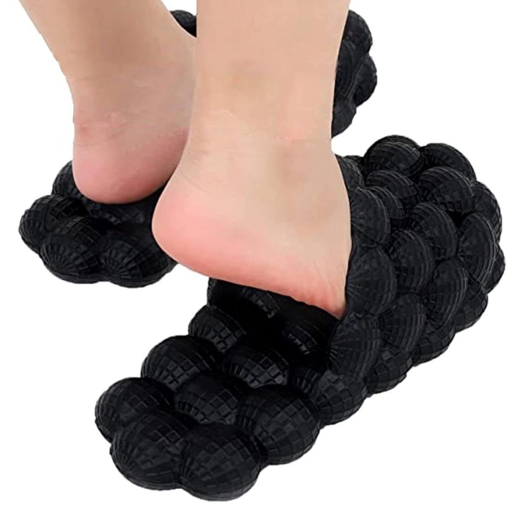 Massage Bubble Black Slides Size 9/9.5 Unisex NEW